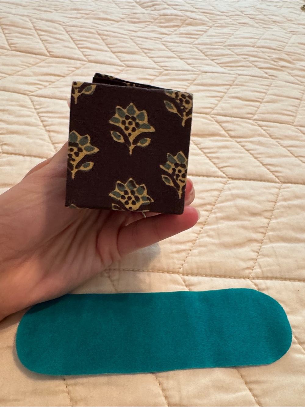 Chan Luu Brown Box with Teal Floral Motif - Picture 4 of 5